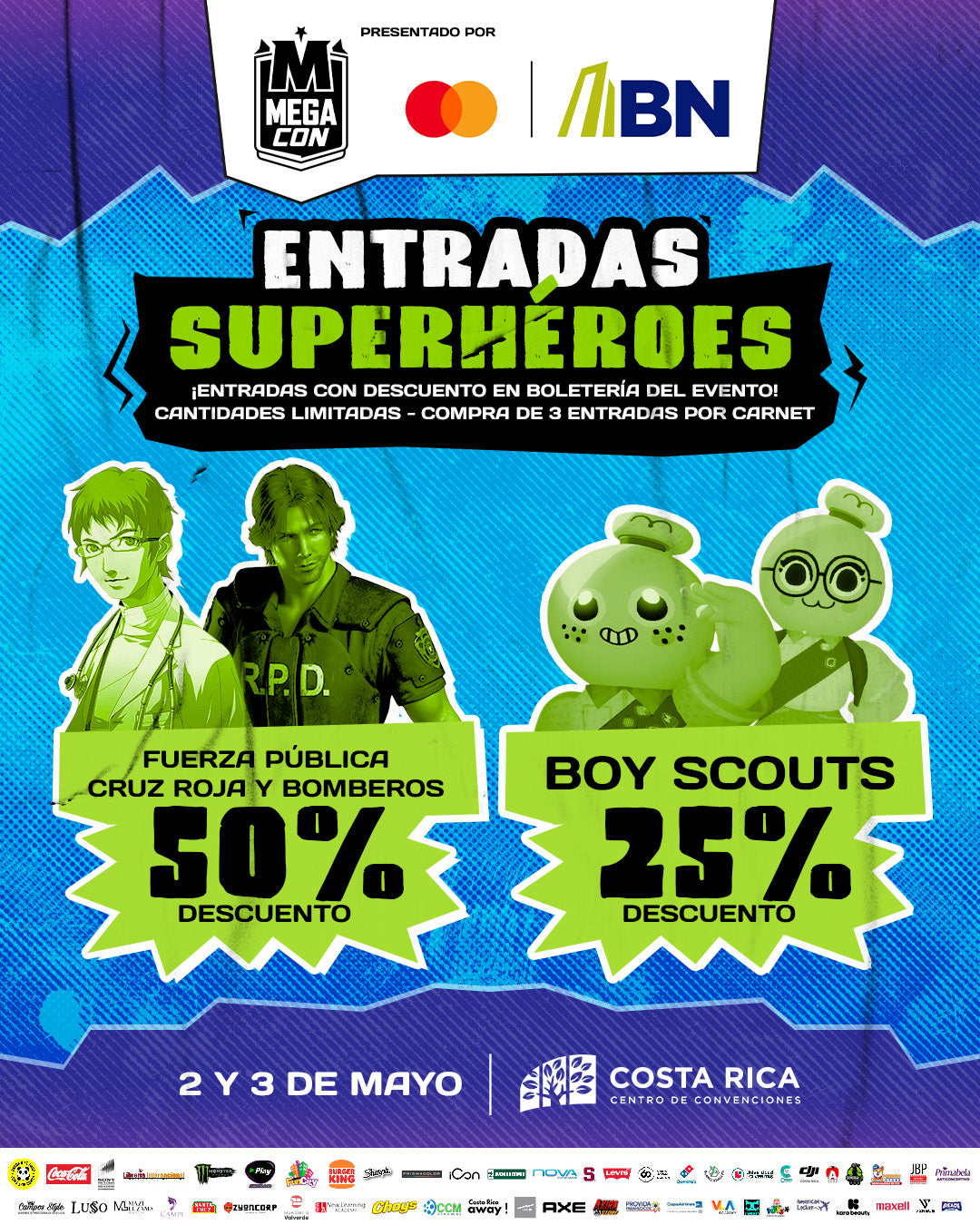 Entrada Superhéroes en MegaCon Costa Rica: un reconocimiento real para quienes sirven todos los días